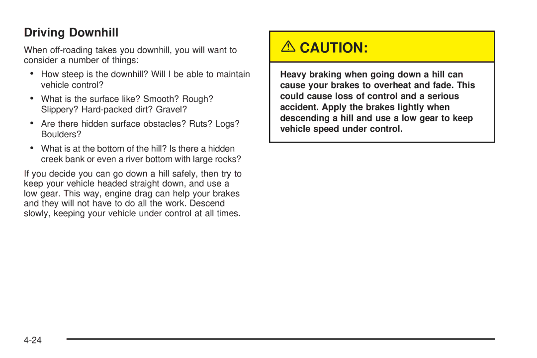 Chevrolet 2005 owner manual Driving Downhill 