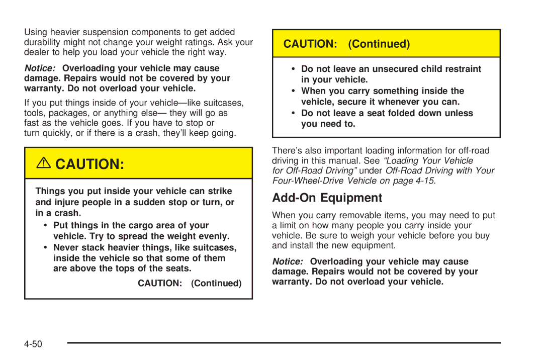 Chevrolet 2005 owner manual Add-On Equipment 