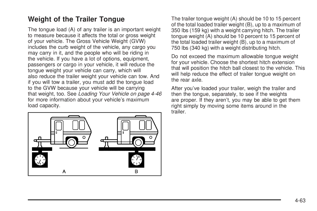 Chevrolet 2005 owner manual Weight of the Trailer Tongue 