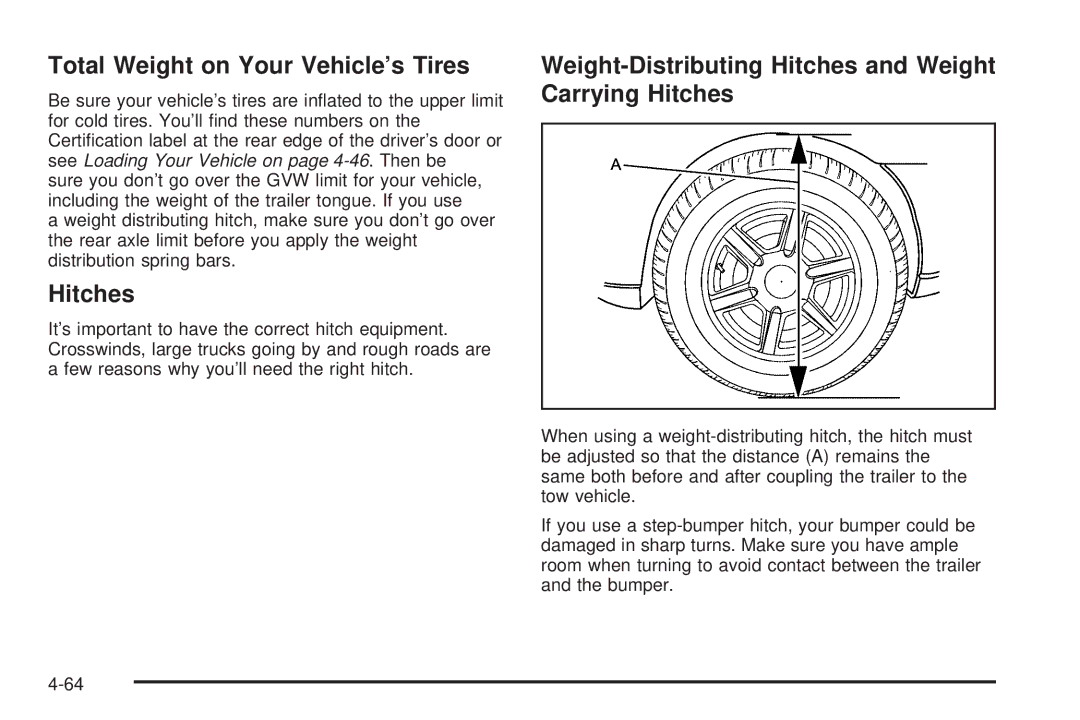 Chevrolet 2005 Total Weight on Your Vehicle’s Tires, Weight-Distributing Hitches and Weight Carrying Hitches 