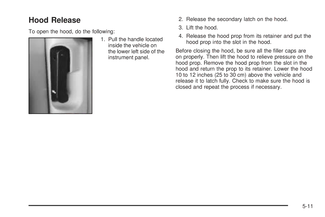 Chevrolet 2005 owner manual Hood Release 