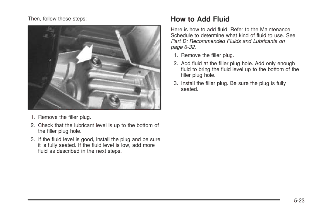 Chevrolet 2005 owner manual How to Add Fluid 