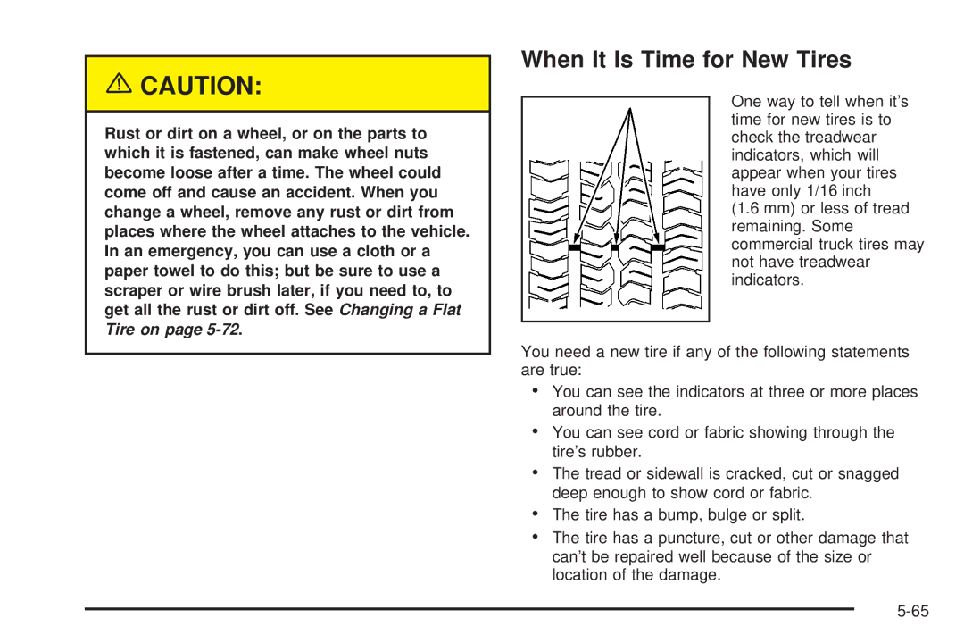 Chevrolet 2005 owner manual When It Is Time for New Tires 