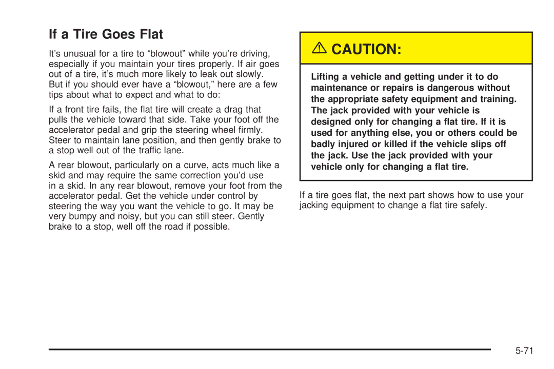 Chevrolet 2005 owner manual If a Tire Goes Flat 