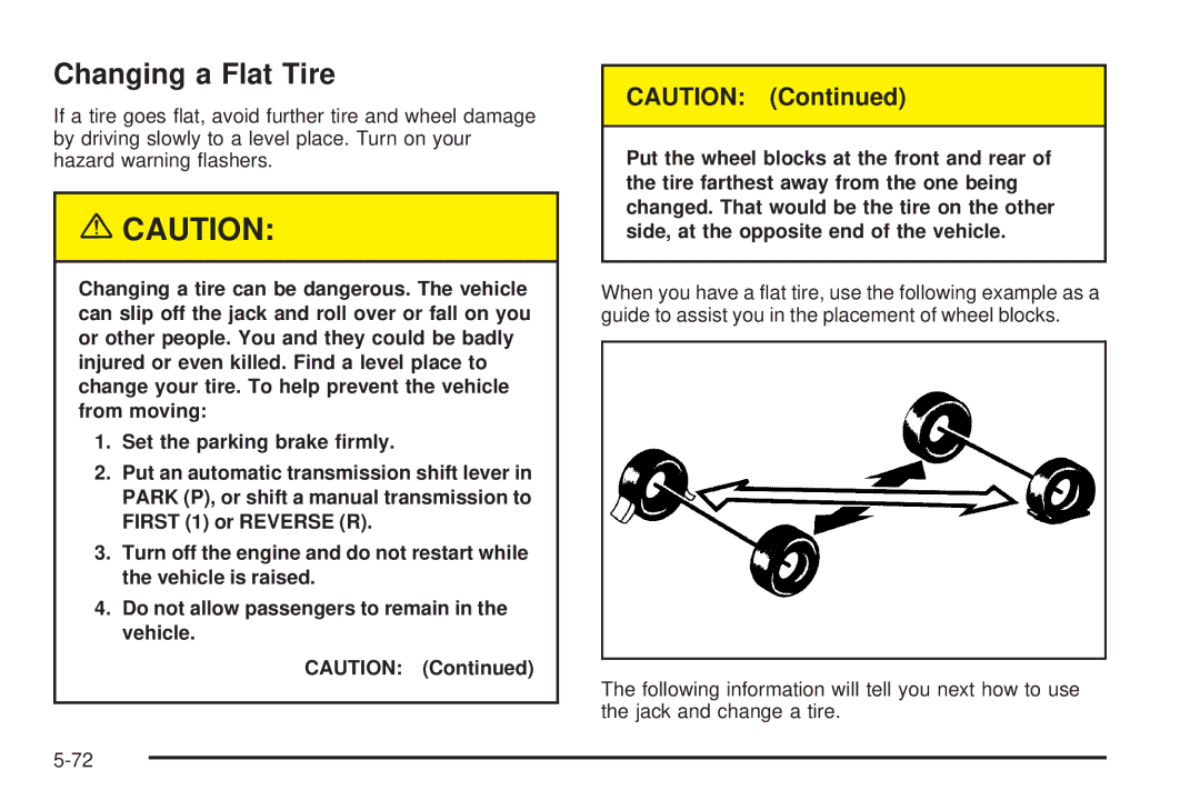 Chevrolet 2005 owner manual Changing a Flat Tire 