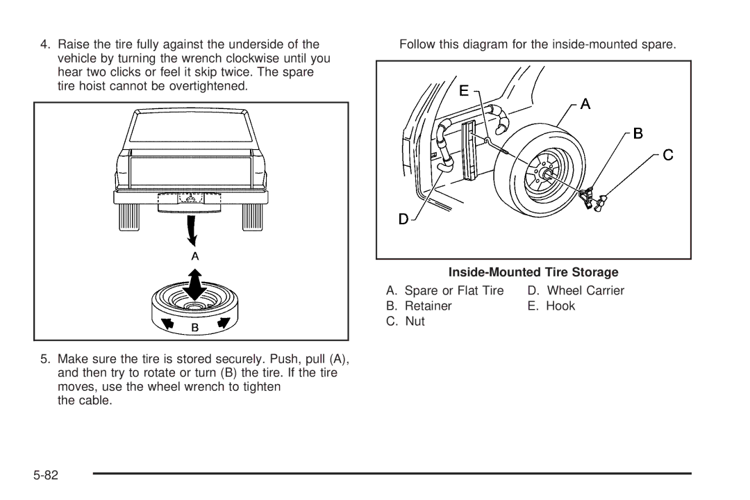 Chevrolet 2005 owner manual Inside-Mounted Tire Storage 