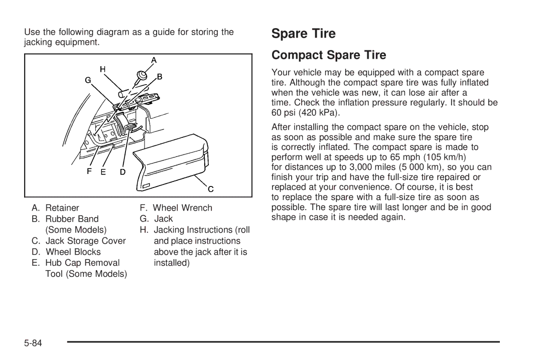 Chevrolet 2005 owner manual Compact Spare Tire 