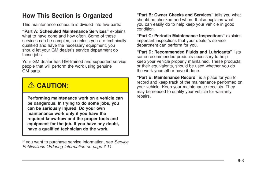 Chevrolet 2005 owner manual How This Section is Organized 