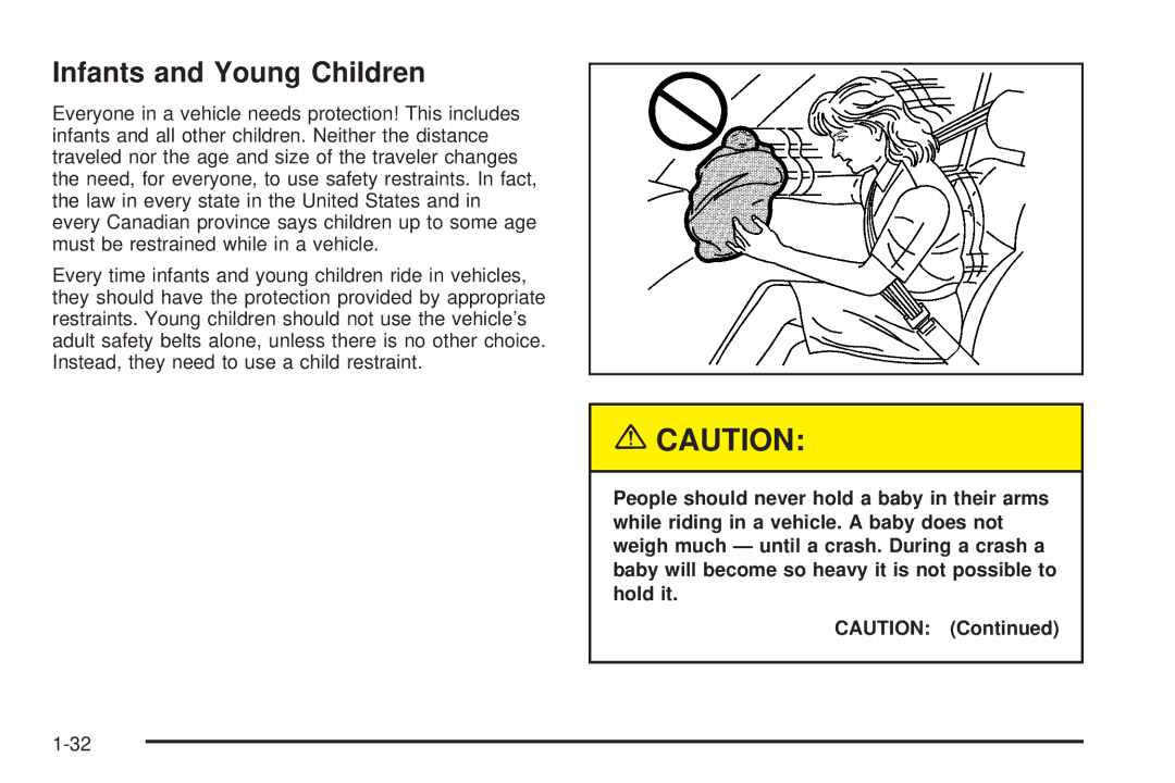 Chevrolet 2005 owner manual Infants and Young Children 