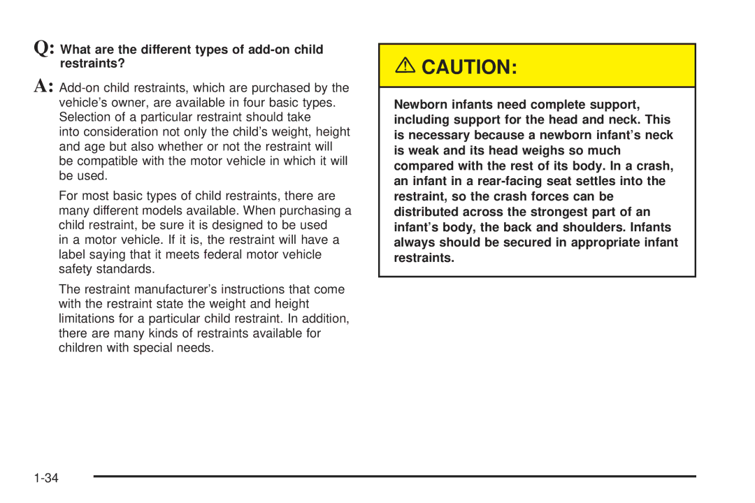 Chevrolet 2005 owner manual What are the different types of add-on child restraints? 