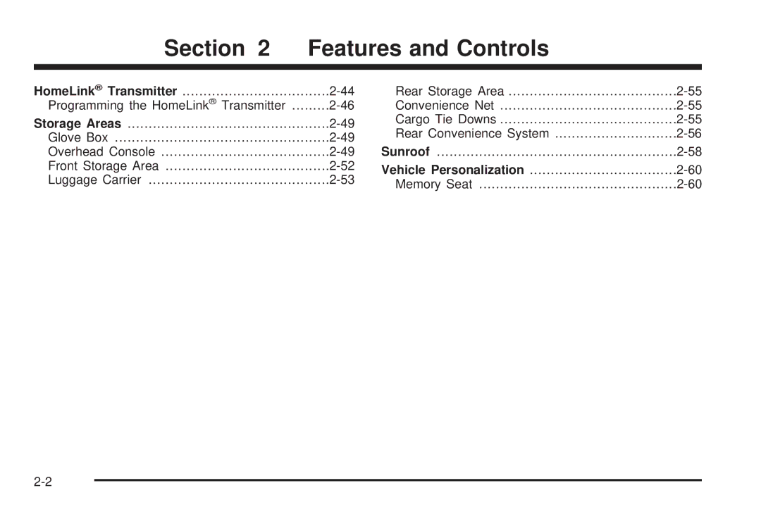 Chevrolet 2005 owner manual Section Features and Controls 