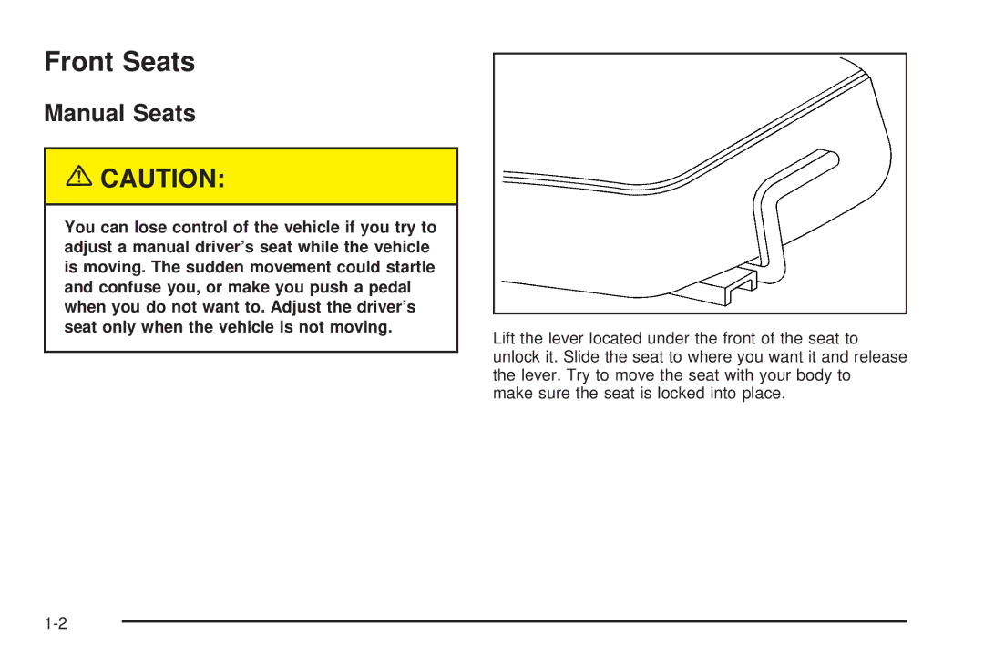 Chevrolet 2005 owner manual Front Seats, Manual Seats 