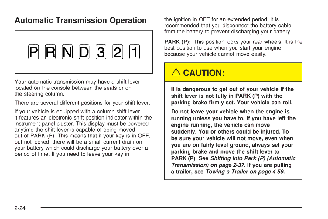 Chevrolet 2005 owner manual Automatic Transmission Operation 