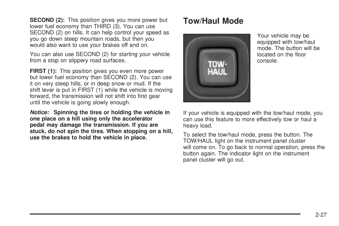 Chevrolet 2005 owner manual Tow/Haul Mode 