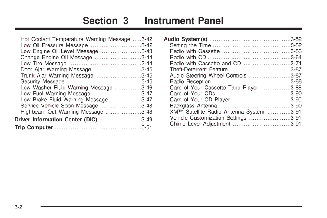 Chevrolet 2005 owner manual Section Instrument Panel, Driver Information Center DIC 