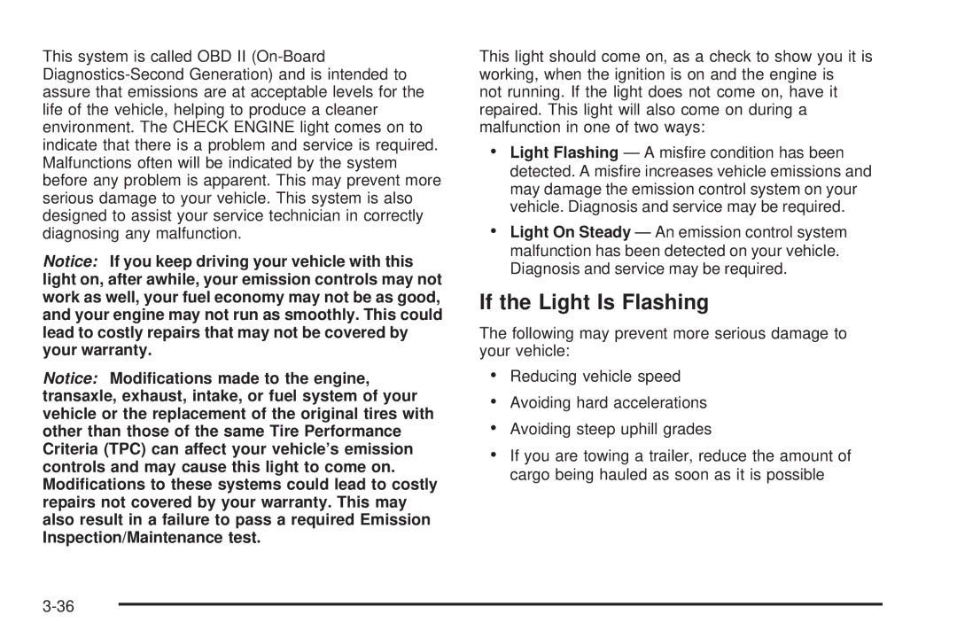 Chevrolet 2005 owner manual If the Light Is Flashing 