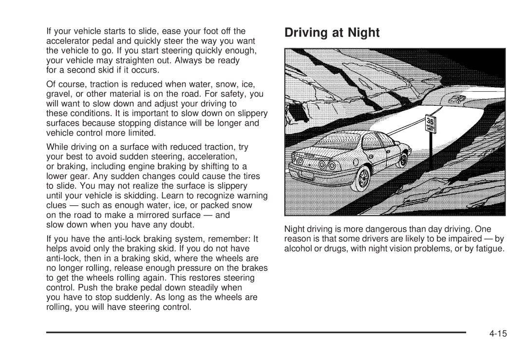 Chevrolet 2005 owner manual Driving at Night 