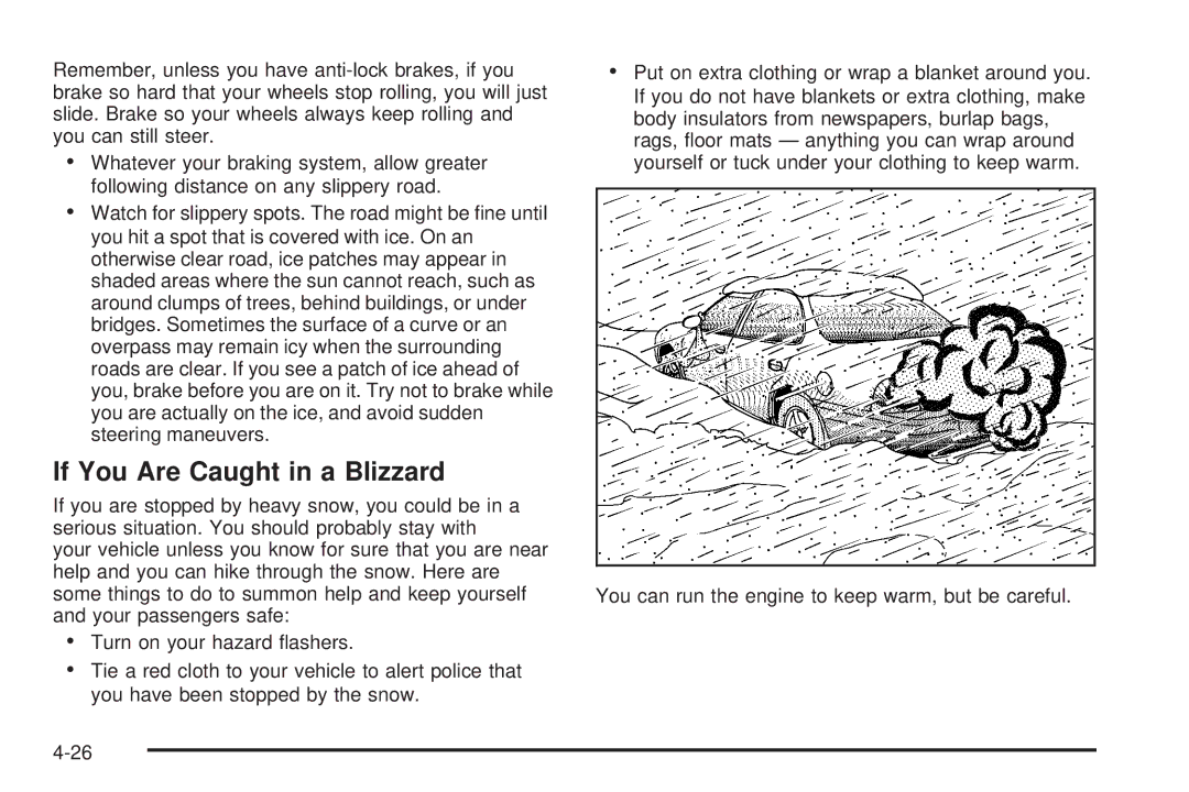 Chevrolet 2005 owner manual If You Are Caught in a Blizzard 