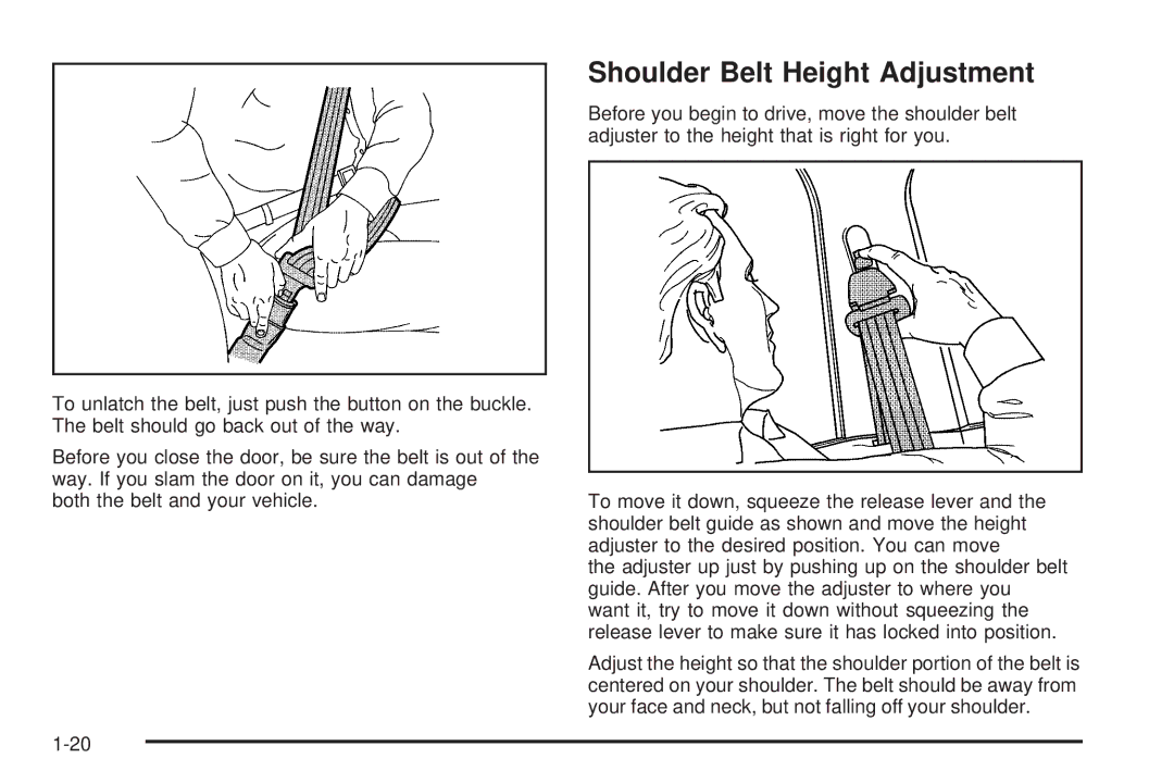 Chevrolet 2005 owner manual Shoulder Belt Height Adjustment 