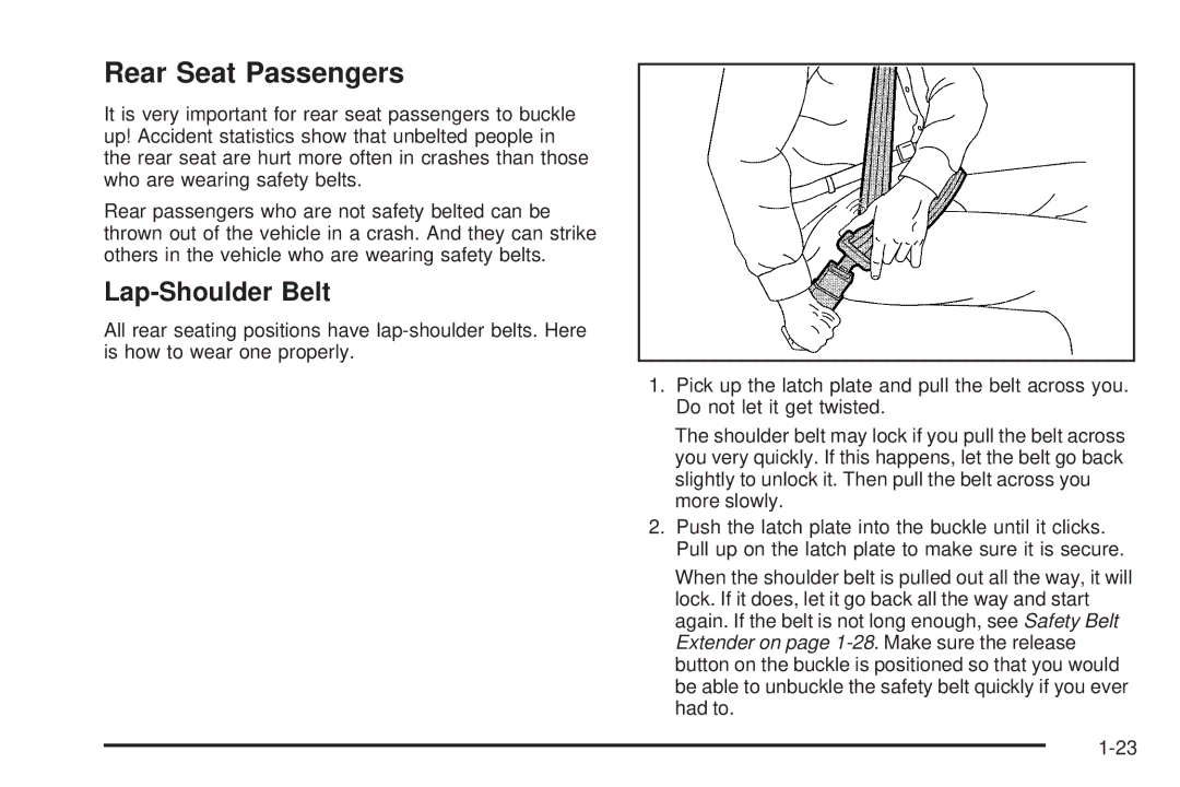 Chevrolet 2005 owner manual Rear Seat Passengers, Lap-Shoulder Belt 