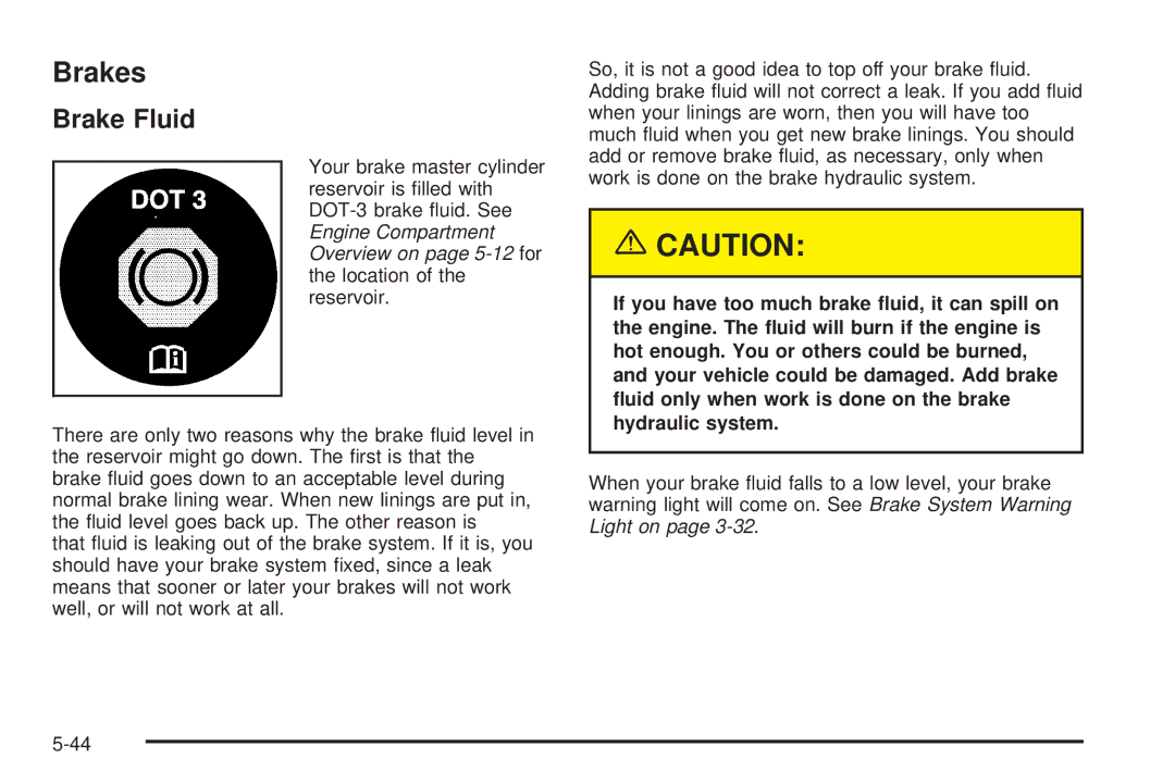 Chevrolet 2005 owner manual Brakes, Brake Fluid 