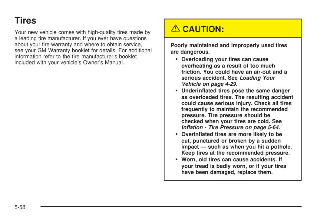 Chevrolet 2005 owner manual Tires 