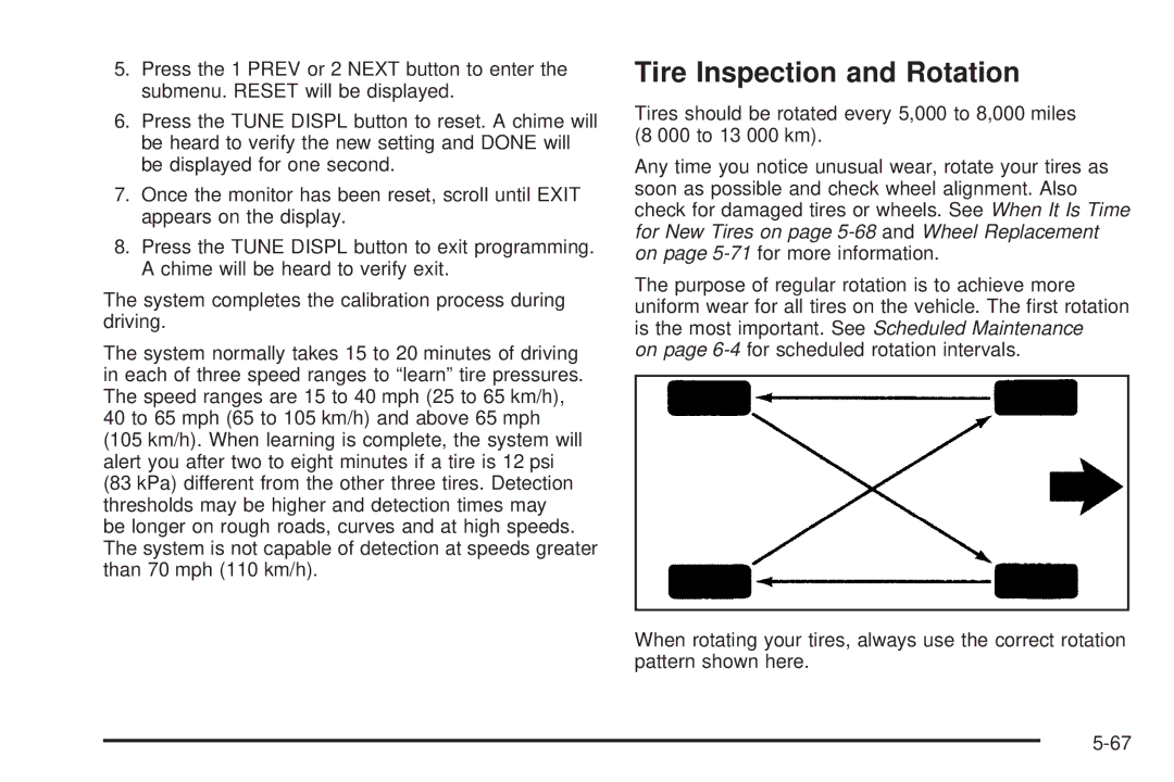 Chevrolet 2005 owner manual Tire Inspection and Rotation 