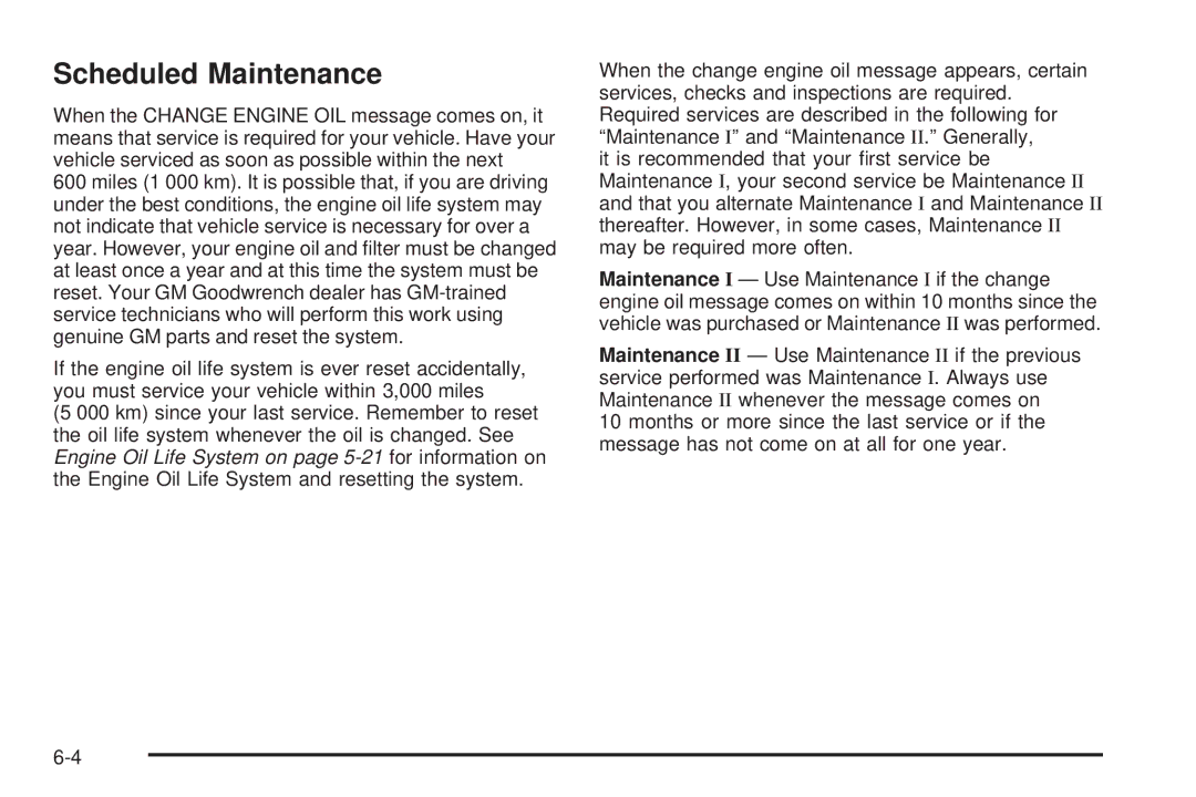 Chevrolet 2005 owner manual Scheduled Maintenance 