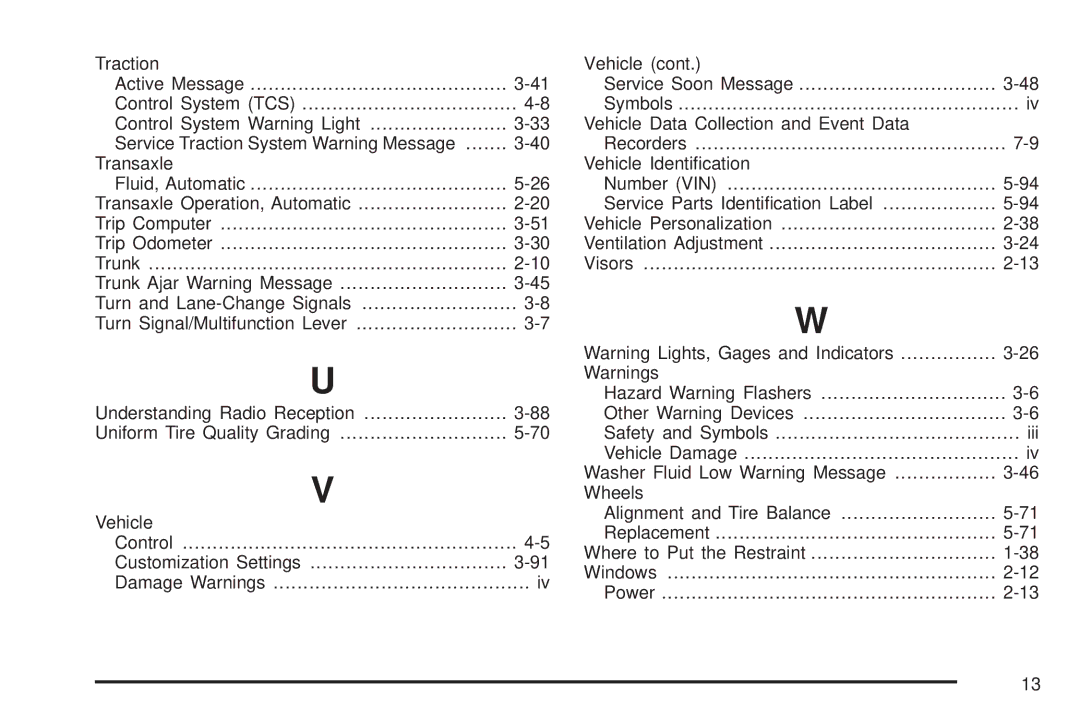 Chevrolet 2005 owner manual Customization Settings 