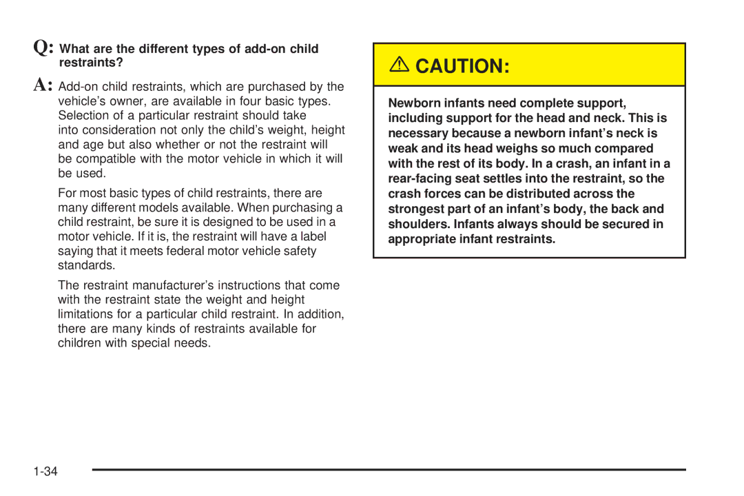 Chevrolet 2005 owner manual What are the different types of add-on child restraints? 