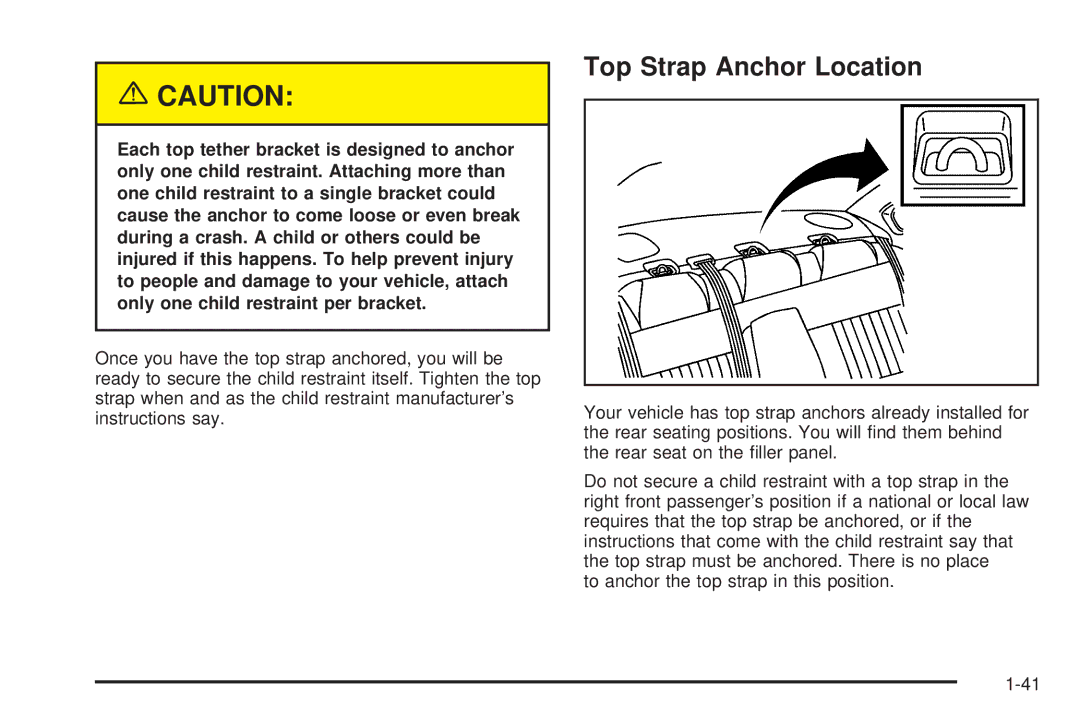 Chevrolet 2005 owner manual Top Strap Anchor Location 