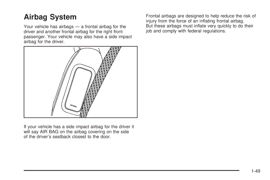 Chevrolet 2005 owner manual Airbag System 