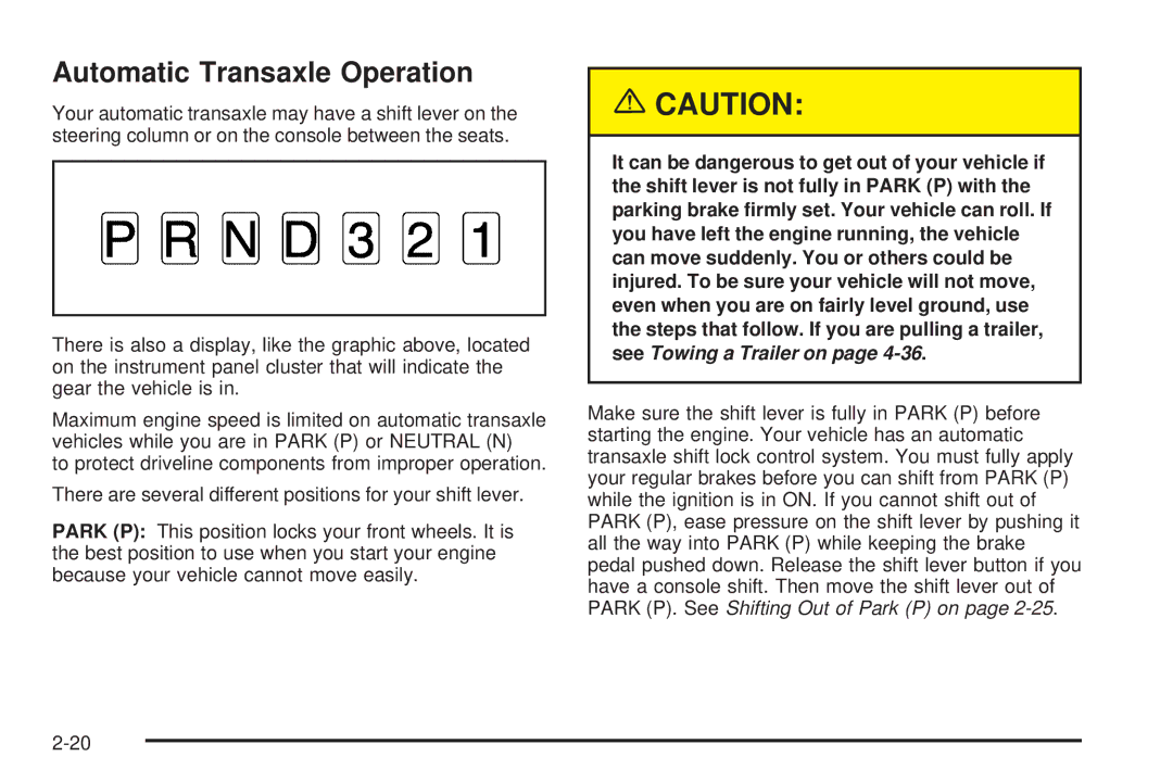 Chevrolet 2005 owner manual Automatic Transaxle Operation 