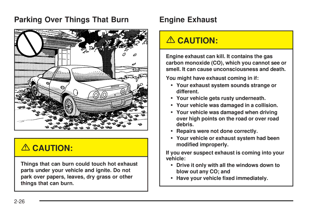 Chevrolet 2005 owner manual Parking Over Things That Burn, Engine Exhaust 