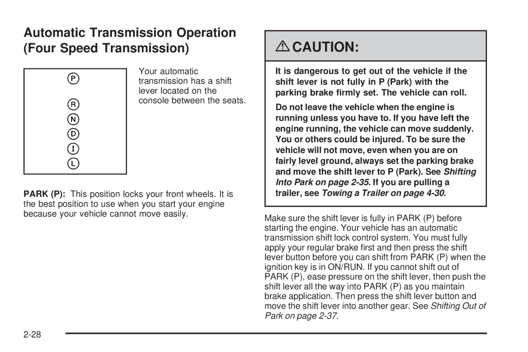 Chevrolet 2008 owner manual Automatic Transmission Operation Four Speed Transmission 