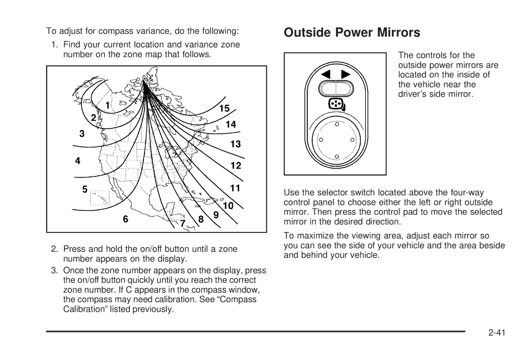 Chevrolet 2008 owner manual Outside Power Mirrors 