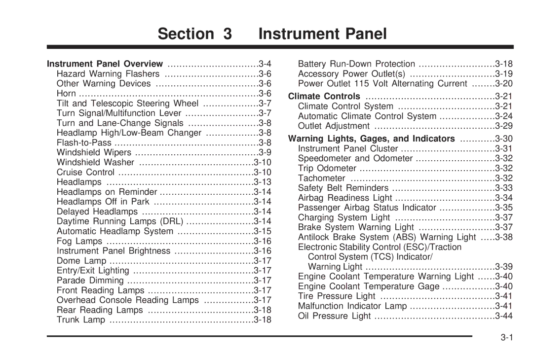 Chevrolet 2008 owner manual Instrument Panel 