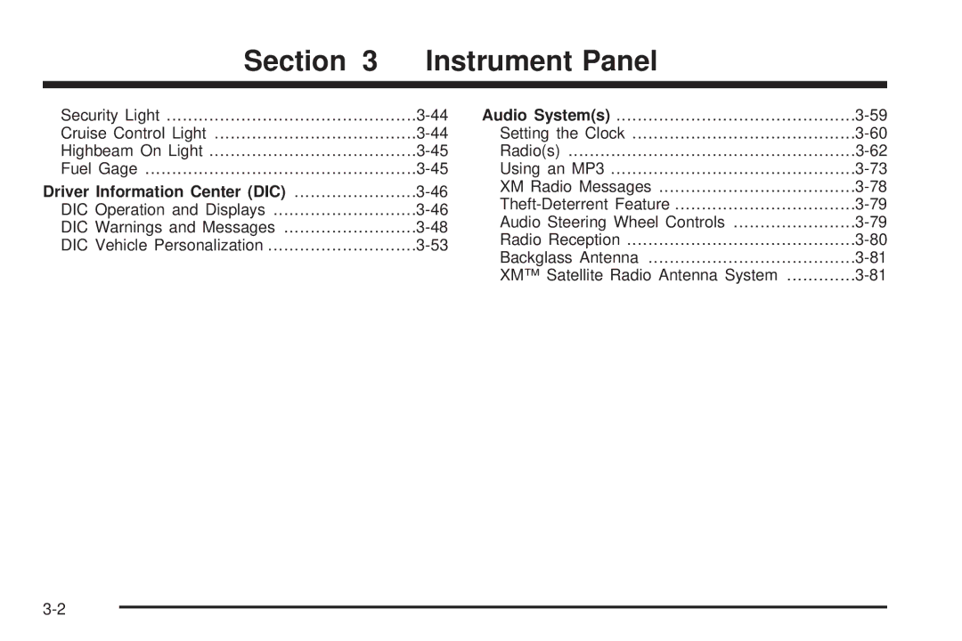 Chevrolet 2008 owner manual Section Instrument Panel, Driver Information Center DIC 