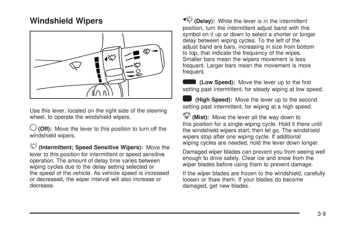 Chevrolet 2008 owner manual Windshield Wipers 