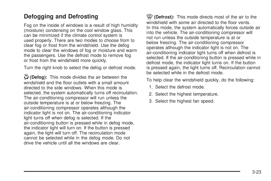 Chevrolet 2008 owner manual Defogging and Defrosting 