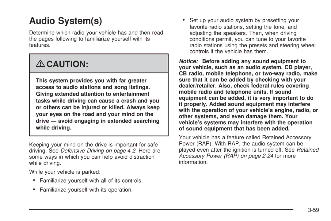 Chevrolet 2008 owner manual Audio Systems 