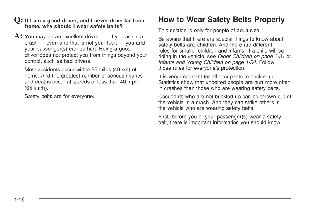 Chevrolet 2008 owner manual How to Wear Safety Belts Properly 