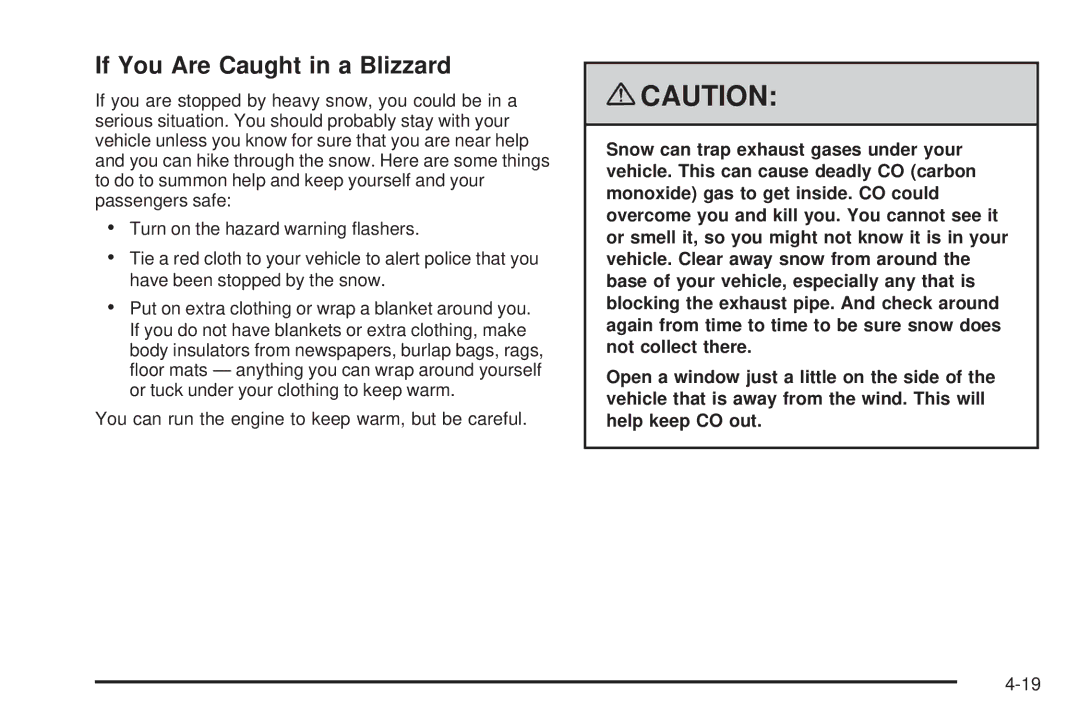 Chevrolet 2008 owner manual If You Are Caught in a Blizzard 