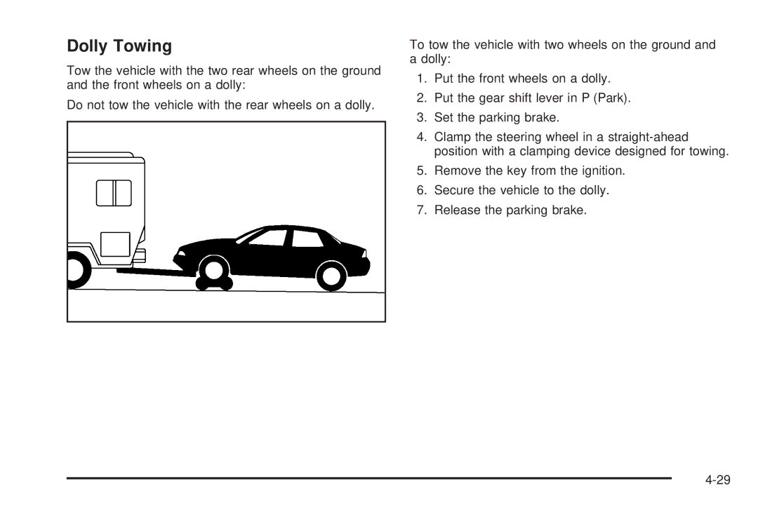 Chevrolet 2008 owner manual Dolly Towing 