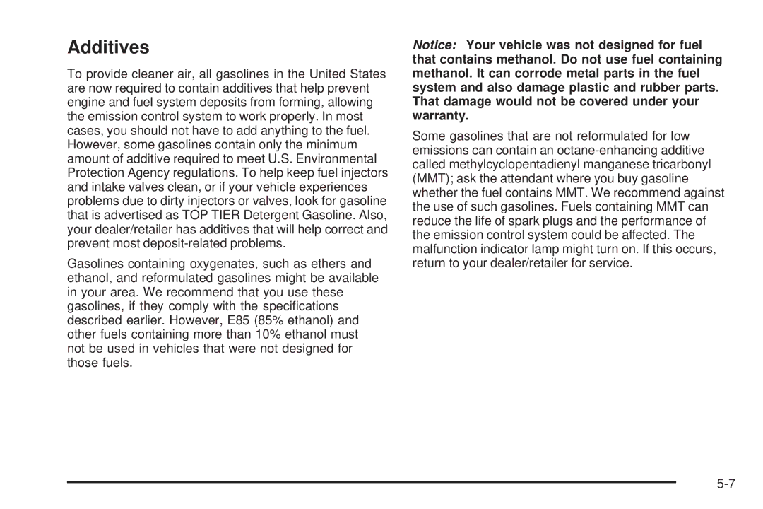 Chevrolet 2008 owner manual Additives 