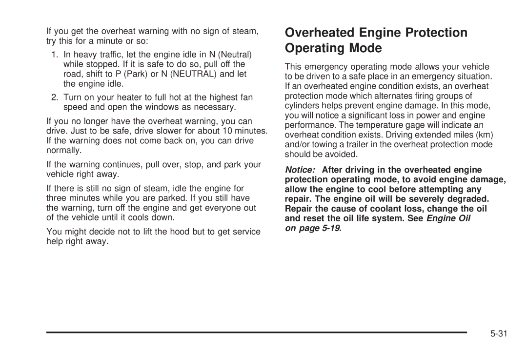 Chevrolet 2008 owner manual Overheated Engine Protection Operating Mode 