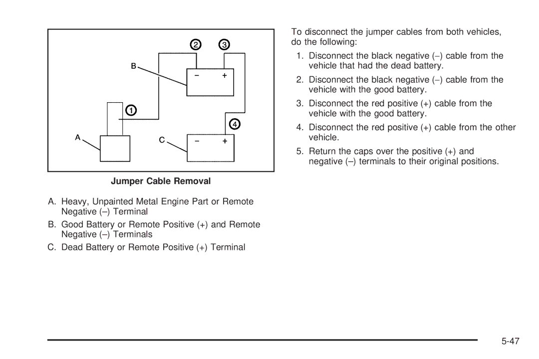 Chevrolet 2008 owner manual Jumper Cable Removal 