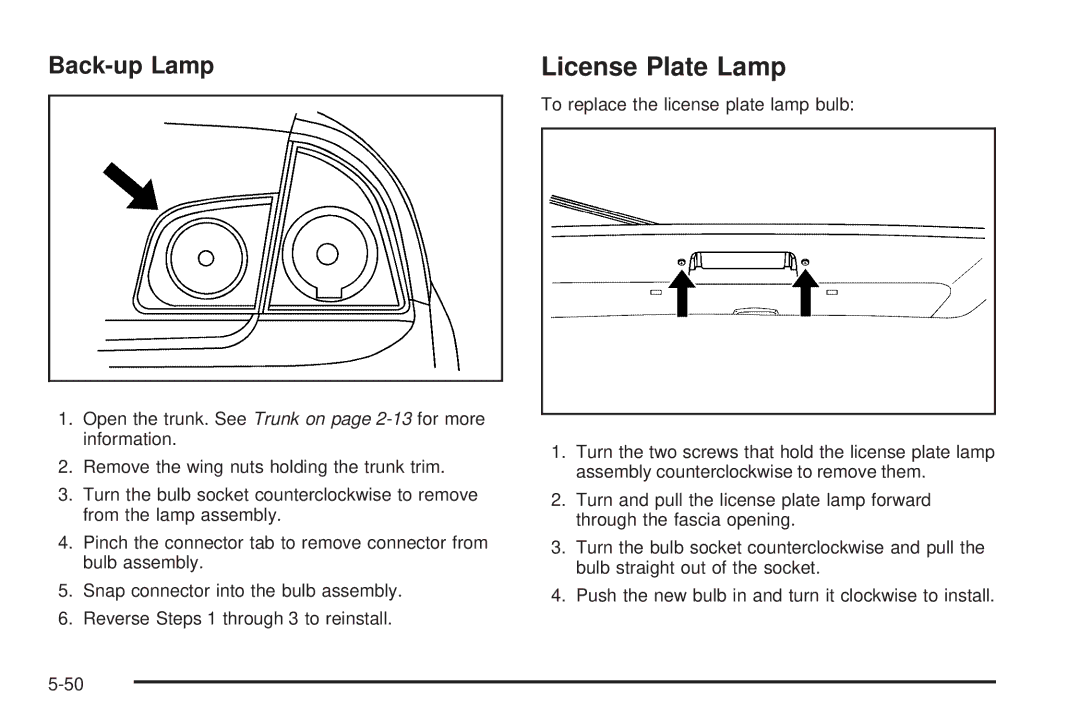 Chevrolet 2008 owner manual License Plate Lamp, Back-up Lamp 