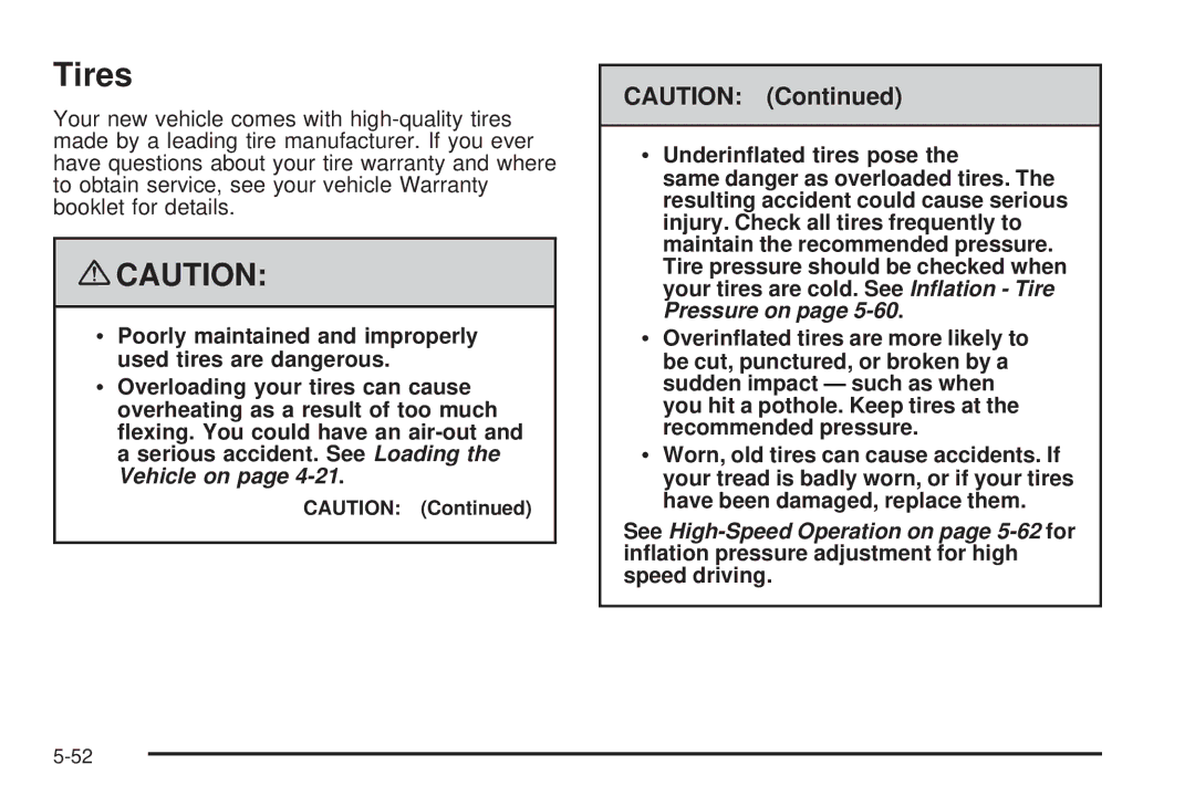 Chevrolet 2008 owner manual Tires 