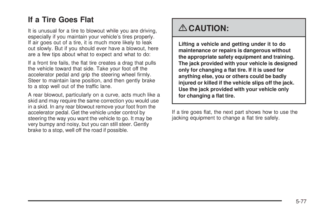 Chevrolet 2008 owner manual If a Tire Goes Flat 